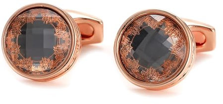 Manschettenknöpfe Roségold, Hemd Manschettenknöpfe Herren Rundes Blumenmuster Kupfer Manschettenknöpfe Für Herren 28X16X16 MM