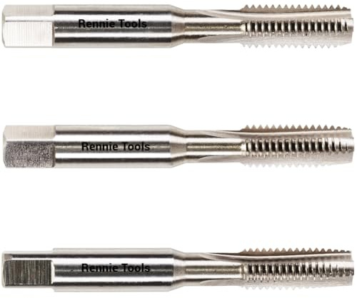 Rennie Tool - M8 x 1.25 HSS Metric Hand Tap Set 3 Piece 1st, 2nd & 3rd Cut | Taper Tap, Middle Tap, Bottom Tap (Plug Tap)) High Speed Steel For Threading Holes. 8mm Metric Tap Set