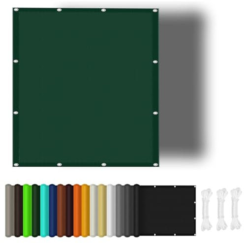 Sonnensegel Rechteckig 4.4 x 4.4 m (Nach Mass) Premium Polyester Sonnenschutz Sonnensegel Quadratisch für Garten Rasen Camping, Dunkelgrün