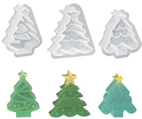 Nexoria Weihnachtsbaum Kerzenform, Silikonformen Gießformen Weihnachten Weihnachtsbaum Gips Zum Gießen Silikonformen Weihnachten Giessformen Silikon Silikonform Tannenbaum für Weihnachtsdeko (ABC)