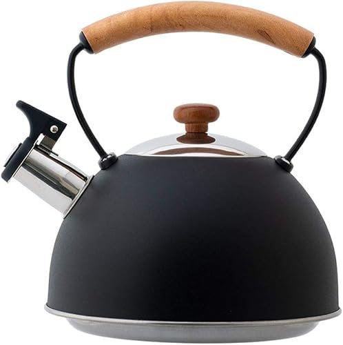 ABBNIA Stove Top Kettle Whistling Kettle for All Hob/Stove Gas Induction Food Grade Stainless Steel Wooden Handle Thickened Composite Bottom