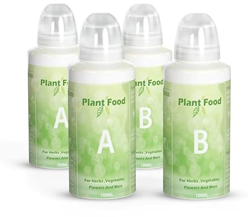 Plant Food A & B Hydroponics Nutrients, Indoor Plant Fertilizer Foodfor Hydroponics Growing System, Vegetable Fertilizer, Hydroponics Supplies, 2 bottles 100ml A Solution and 100ml B Solution