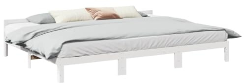 vidaXL Familienbett ohne Matratze Weiß 240x200 cm Massivholz Kiefer, Bett, Familien-Bettrahmen, Bettgestell, Familien-Bettgestell, Bettrahmen