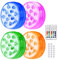 mizikuu 4PCS Luces Piscina, Multicolor LED Iluminación Estanque Control Remoto Luces Piscina Sumergibles Subacuáticas Impermeables Decoración para Acuario Piscina Jardín