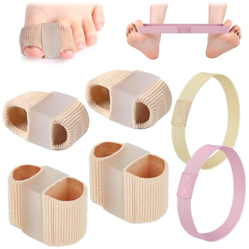 4 Stück Zehenspreizer Hallux Valgus mit 2 Stück Trainingsband für die Ballenzehen,Hallux Valgus Zehenspreizer Korrektur,Silikon Großzehenabstandshalter,Toe Separator für Hallux Valgus Korrektu,Unisex