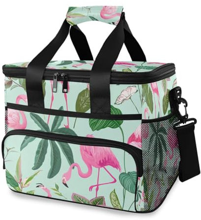 Monstera - Bolsa térmica con aislamiento térmico y diseño de flamenco rosa, grande, a prueba de fugas, para adultos, hombres y mujeres