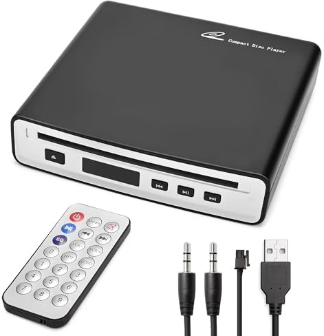 Externer Universal-CD-Player für Auto – tragbarer CD-Player mit AUX-Anschluss, Stecker in Auto, Laptop, TV, Mac, Computer Plug & Play