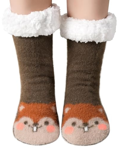 Blu Ninfee Hüttensocken Kuschelsocken Damen 39-42 35-38, Wintersocken Stoppersocken Thermosocken Flauschige Socken Damen, Gefütterte Haussocken Rutschsichere Warme Bettsocken für Frauen und Mädchen