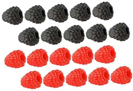 SOIMISS 20 Piezas de Frambuesa Artificial Realista de Plástico, Decoración para Comedor y Tienda de Frutas, Accesorios de Fotografía Acabado Detallado y Aspecto Vívido