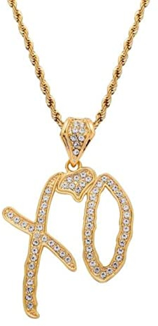 JZWCHQ Hip Hop Ice Out Zircon Brief Xo Anhänger Halskette für Männer Frauen Rock Rap Party Schmuck