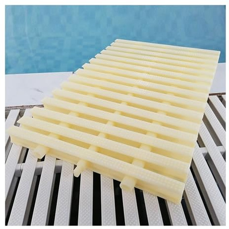Lot de 5 caillebotis de vidange de piscine en plastique ABS de qualité supérieure – Protection durable pour allée, patio et terrasse de piscine – Couleur osseuse, 20 x 100 cm – Empêche les