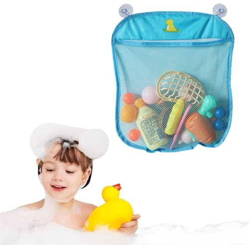 COYUN 1 Pcs Contenitore Rete Giocattoli Bagno, Organizzatore per il bagno con Ganci Adesivi Robusti, Sacca Porta Giochi Vasca per Bambini, Bath Rete Giocattolo,Prevenzione Muffa e Facile Asciugatura