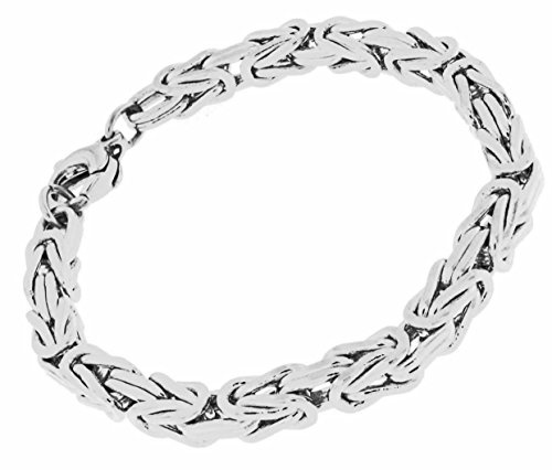Tendenzalia Kungligt armband original italiensk byzantiner-kedja silverpläterad 6 mm bred längd valbar, Mässing