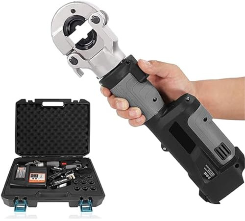 Hydraulic Cable Crimper - Rechargeable Electro-Hydraulic Pliers for Copper and Aluminium Lugs, Compatible with 16-300mm² Wire Sizes