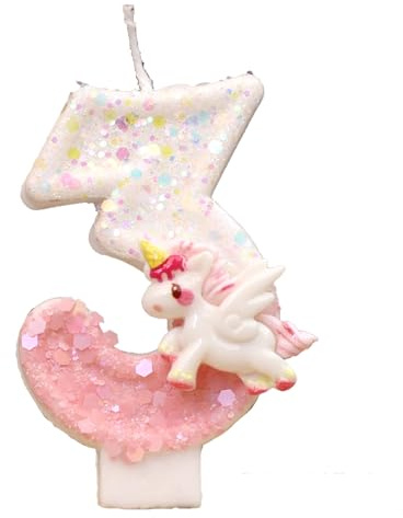 Ovanda Einhorn Geburtstagskerzen Zahlen 3,3. Geburtstag Einhorn Kuchen Kerzen,Zahl 3 Kerzen für Kuchen,Rosa Unicorn Geburtstagskerzen,Cake Topper Mädchen 3 Geburtstag,Unicorn Geburtstagskerzens Zahlen