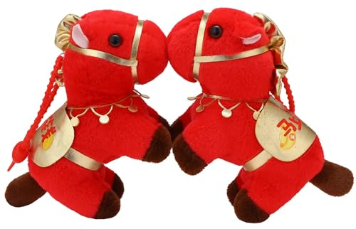 2 PCS 2026 Year of Horse Gifts Mascot Plush Pendant Chinese New Year Hanging Horse Ornaments Zodiac Horses Gift Stuffed Animal Zodiac Decoration Lunar New Years Home Spring Festival Decoration