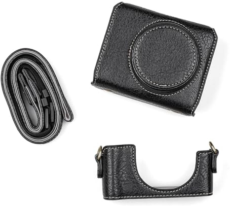KIMISS Custodia Protettiva Compatta e Portatile per Fotocamera Digitale con Tracolla Rimovibile per ZV1, Borsa per Fotocamera in Pelle PU per ZV1 con Protezione su Misura (BLACK)