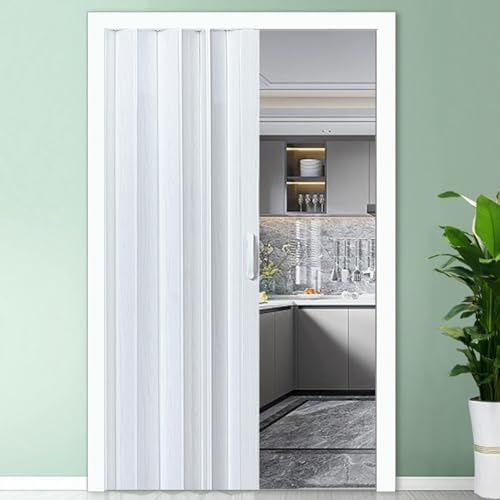 Inredningsdörr av typen dragspel, Invändig pvc magnetisk dragspelsvikdörr flerfärgad flera storlekar(White,25x80in (63.5x203cm))