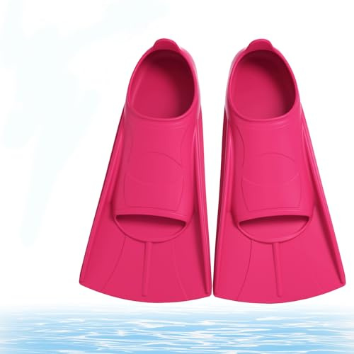 bechoanigel Aletas de Natación Cómodas de Silicona para Niños, Cortas Aletas Natacion para Snorkel y Entrenamiento de Natación, Unisex Aletas Cortas Natacion para Niños (Rojo Rosa, XS)