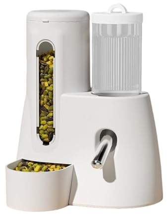 Distributeur d'eau et de Nourriture 2 en 1 pour Lapins, cochons d'Inde, hérissons, Hamsters et Autres Petits Animaux. Grande capacité. Convient également aux Cages. (White, One Size)