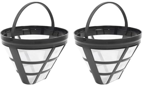Rurbeder 2PCS Paquete de Filtros Cesta para Cafetera Reutilizable No.4 Filtros, filtro café lavable con asa, filtros cafetera goteo,Se Adapta una la MayoríA Las MáQuinas Café por 8-12 Tazas