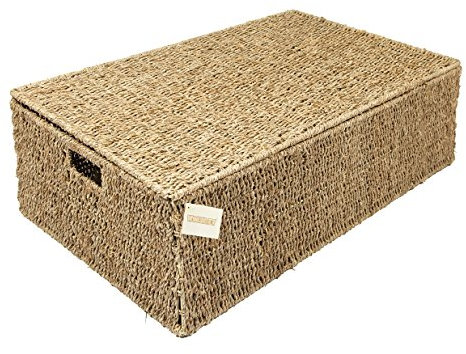 woodluv Seagrass Under Bed Handwoven Storage Box Chest Basket - Large
