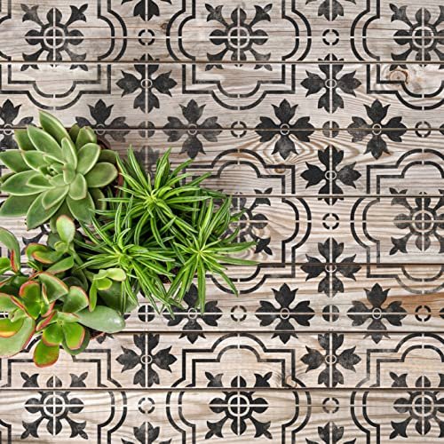 2 x Faux Tile Stencils - Paint Tile Effect on Floors Walls Furniture - Marbella 6 (152mm) Multi 6-Tile
