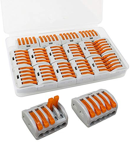 QitinDasen 16Pcs KV222-415 Leva-Dado Cavo Connettore, 5 Porte Connettore Conduttore Compatto, Morsettiera Cavo Connettore Molla Rapido