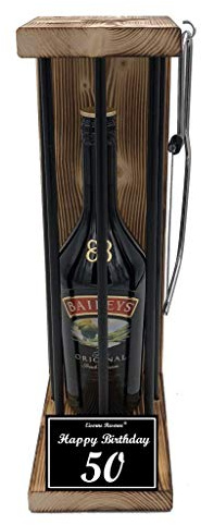 Eiserne Reserve Geschenk Baileys Geschenkset 50 Geburtstag Black Edition Irish Cream Likör (1 x 0,7 L) Text s/w Happy Birthday 50 Geburtstag Likör (1 x 0.7 l)