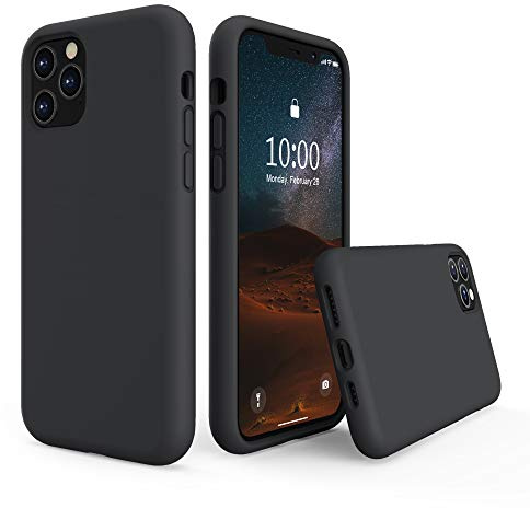 SURPHY Liquid Silicone Case Compatible with iPhone 11 Pro Case, Soft Rubber with Microfiber Cloth Lining Full Body Design Shockproof 5.8 inch Phone Case for iPhone 11 Pro, Black