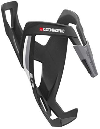 Elite Custom Race Plus Portabidón Negro Mate Gráfico Blanco – Ligero Resistente – Bicicleta Carretera MTB Gravel E-Bike – Portabidon Ciclismo Universal