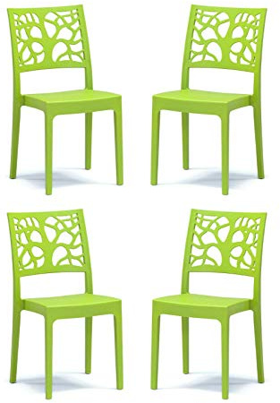 Liberoshopping Chaise TETI empilable en polypropylène pour intérieur et extérieur (Vert, 4)