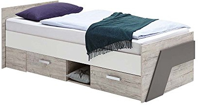 FMD furniture Tagesbett, Spanplatte, Sandeiche/Weiß/Lava, Einzel 814-001E