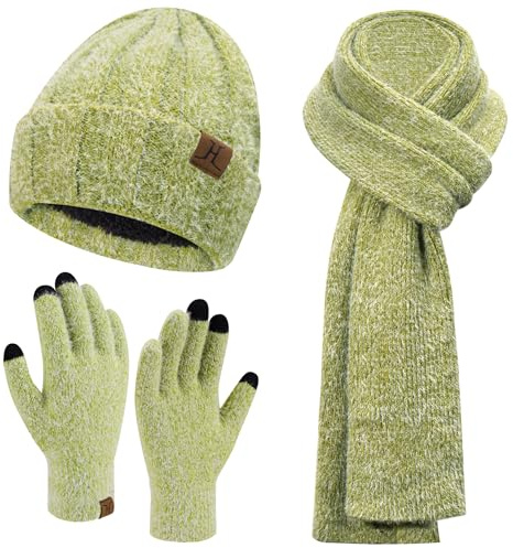 Bequemer Laden Donna Inverno Caldo Knit Beanie Cappello Touchscreen Guanti Lungo Sciarpa Set con Fleece Foderato Teschio Caps Collo Sciarpe
