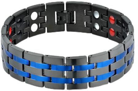JewelryWe Schmuck Magnetarmband Herren Magnet Therapie Edelstahl Groß Schwer Breit Glieder Link Armband Gesundheit Armkette Armreif für Männer Vatertag Geschenk