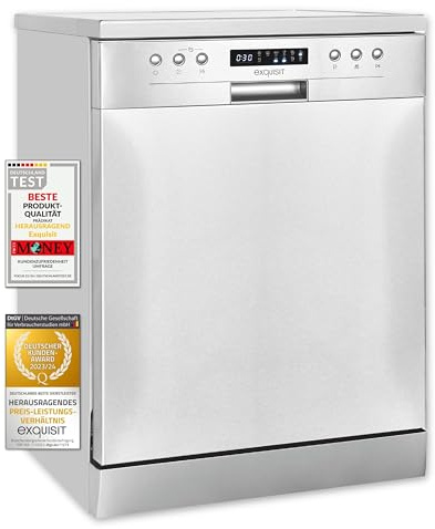 Exquisit GSP9414-030D Inox Geschirrspüler - Freistehende Spülmaschine 60 cm