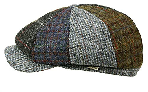 Wigens Newsboy Classic Cap Harris Tweed 8-teilige Ballonmütze - Blau (400) - 59 cm