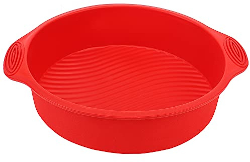 DIYWORK Moule à gâteau rond en silicone, diamètre 22 cm (rouge)