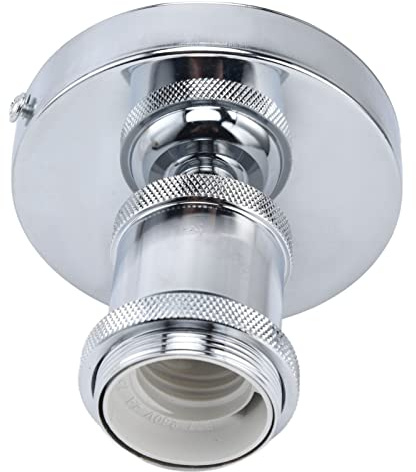 ViaGasaFamido Vintage E26 E27 Light Socket, Aluminum Wall Mount Lamp Holder, Silver Finish with Mounting Accessories, 3.3 Inch Height