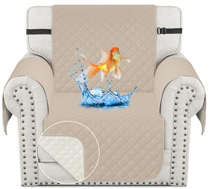 CHELZEN wasserdichte Sessel Abdeckung, Reversible Stuhl Sofa Abdeckung, Möbel Schutz für Wohnzimmer Kinder Hunde Haustiere (1 Sitzer, Beige)