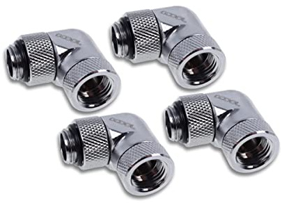 Alphacool 17617 Eiszapfen Winkeladapter 90° drehbar G1/4 AG auf G1/4 IG - 4pcs Set Chrome Anschluss