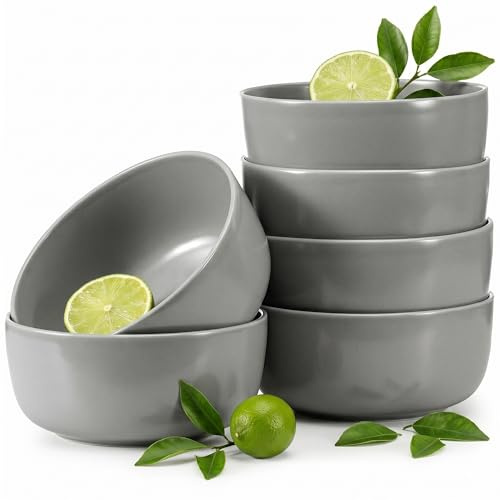 Konsimo. Elegant Schalen Set 6er - VICTO Müslischalen - Suppenschalen Schüssel aus Keramik - Modern Servierschale und Salatschüssel - 14,5 cm - Grau