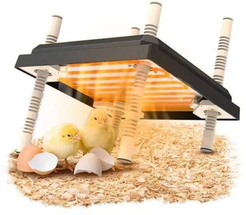 Longzhuo Pitalok Chauffage pour poussins, plaque chauffante avec plaque facile à nettoyer, 25,4 x 25,4 cm, couveuse de poulet rutine pour 15 poussins, chauffage à hauteur réglable 22 W, gris
