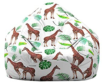 Highdi NO Filler Beanbag,Soft Toy Storage Bean Bag Chair Cover Kids Adults,3D Lazy Sofa Beanbag NO Stuffed for Large Indoor Outdoor Bean Bag (L:90x110cm,Giraffe)