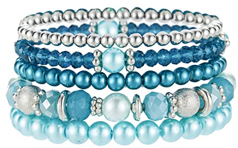 FULU AUTUMN Damen Kristall Perlen Armband Mehrschichtiges Steine Armband Boho Modeschmuck Beste Freundin Geschenke
