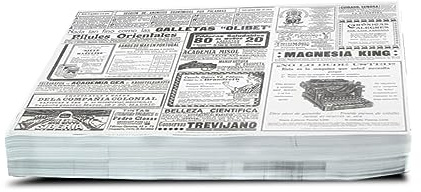 Hostelnovo - Mantelín periódico - 250 Unidades - Diseño Times - Moda Vintage para tu Mesa - Dimensiones: 31 x 43 cm