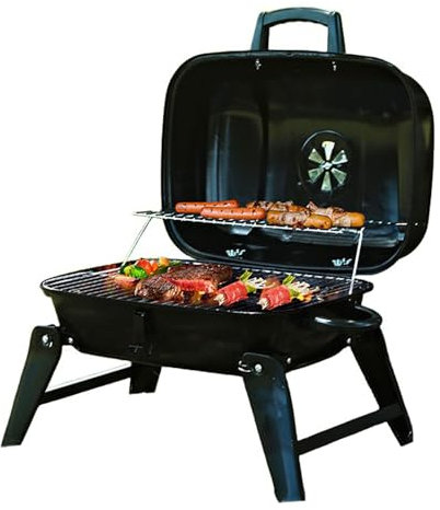 Barbecue au charbon de bois, petit barbecue portable, barbecue de table pliable pour voyage, parfait pour le camping, la terrasse, le jardin et n'importe où cuisiner en plein air, poignées