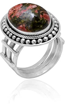 Veracity Jewelry 925 Sterling Silver Gemstone Statement Rings – Gift For Birthday Wedding Anniversary Mother's Day Ring – Vintage Boho Style Handmade Gifts
