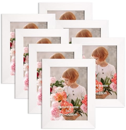 Vasemouh Weiße Bilderrahmen 13x18 CM 7er-Set, Minimalistischer Stil ideal für Wand- und Tischaufstellung im Wohnzimmer, Schlafzimmer, Büro oder Flur