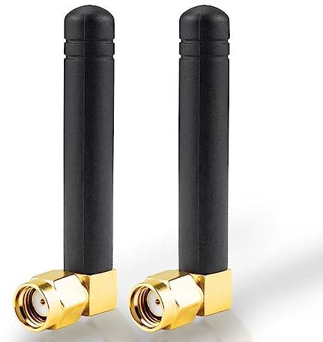 BOOBRIE MiNi Dual Band 2.4GHz 5.8GHz WiFi Antenna Right Angle 2DBi Dual Band Wireless Small PC WiFi Antenna 90 Degree RP-SMA Male Omni-Directional Mini Aerial Signal Booster Pack of 2